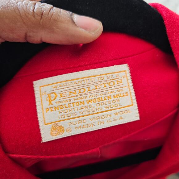 Pendleton Vintage Red Virgin Wool Two Button Blazer Size 12 - Picture 3 of 6